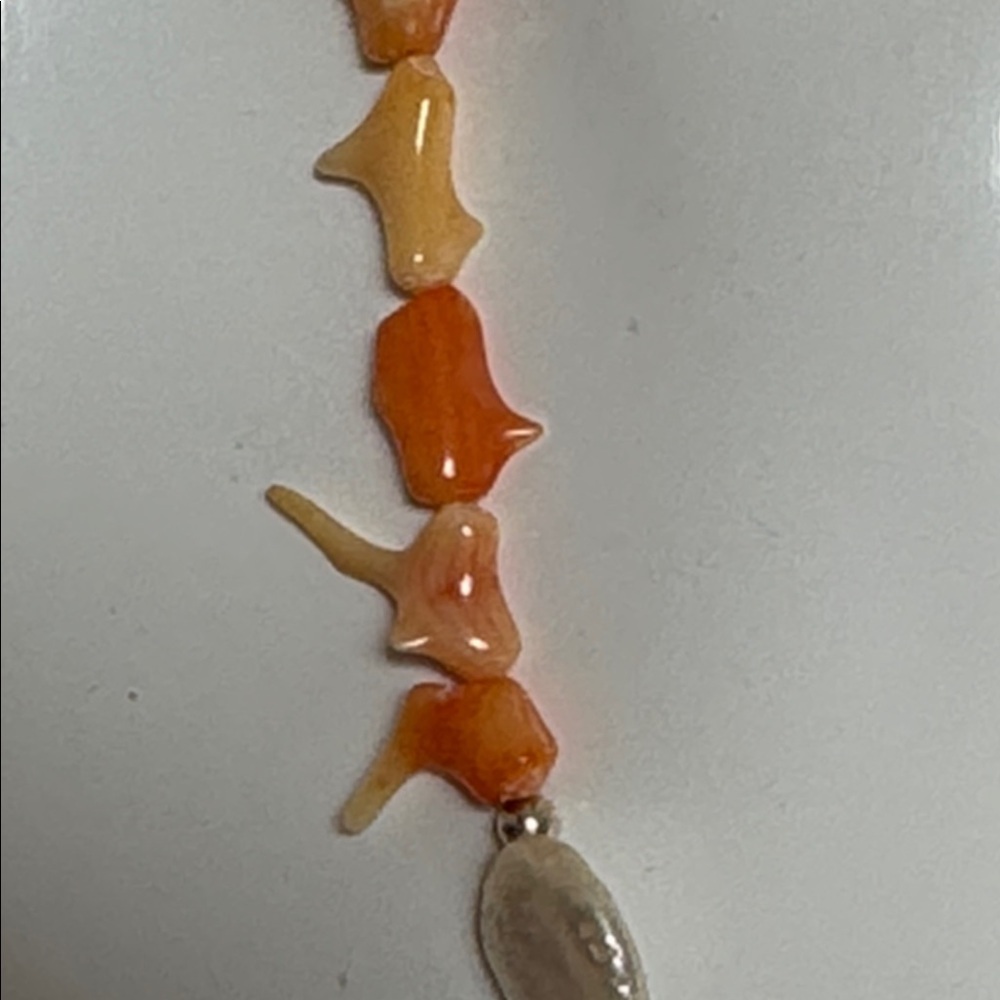 Vintage Coral  freshwater Pearls 925 sterling Silver Necklace​ - Picture 5 of 10